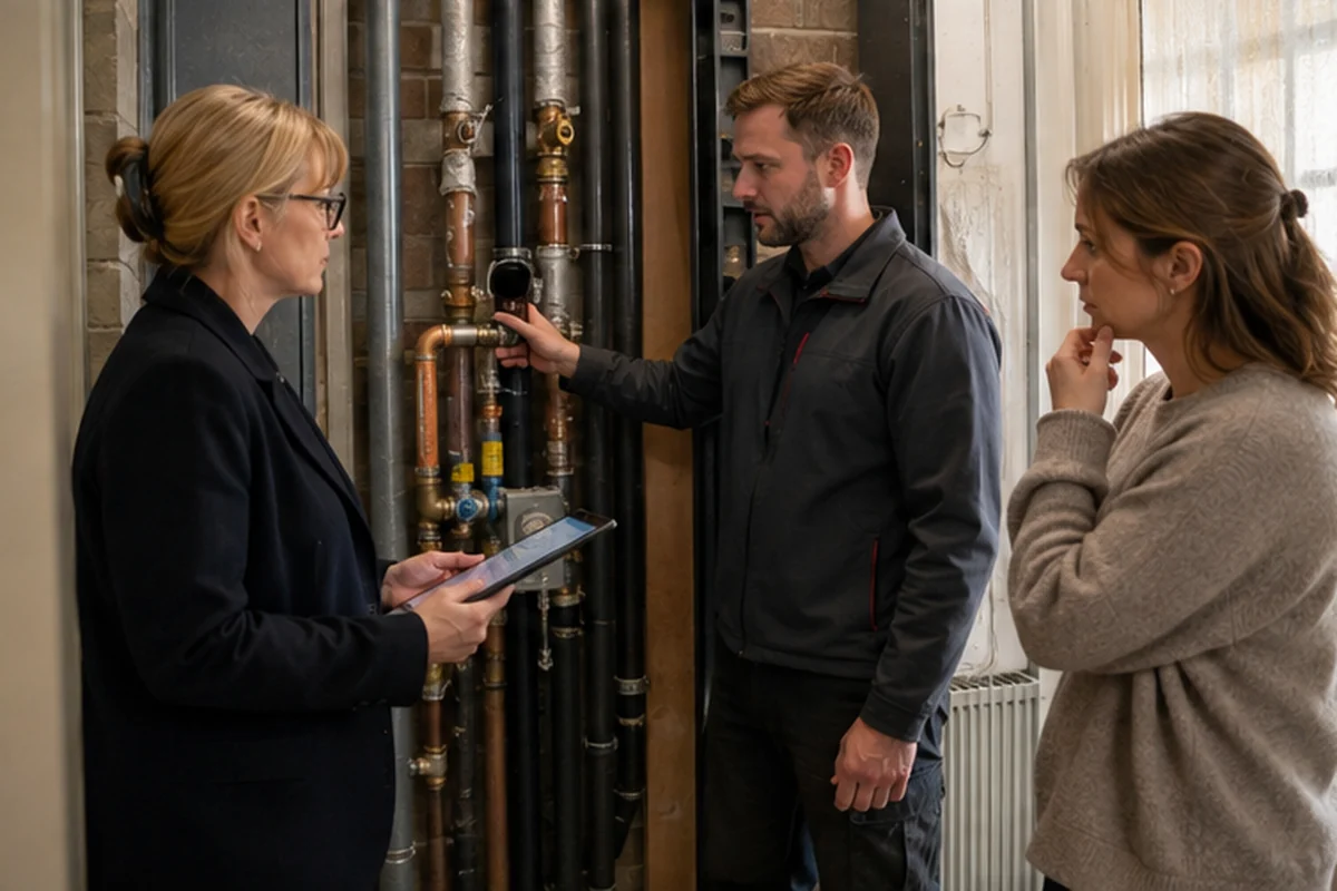 London flat plumbing response coordinated with a building manager